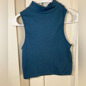 Zara Blue Turtleneck Tank Top